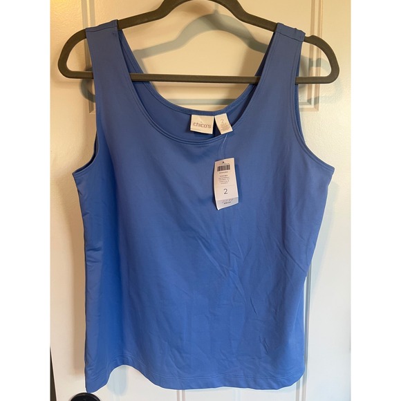 Chico's‎ Tank Top Knit Sleeveless Basic Layering Top Blue Size 2 - Picture 1 of 4